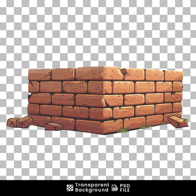 Cartoon brick wall isolated on transparent background png