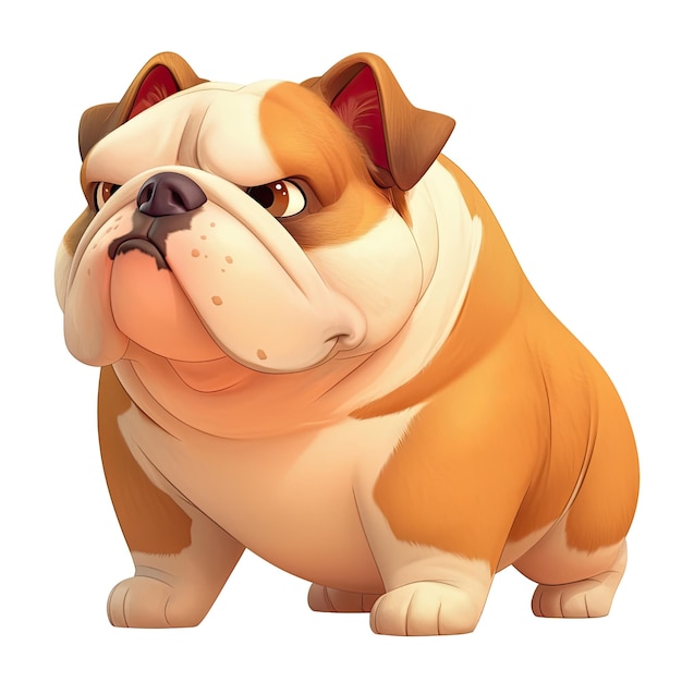 Cartoon Bulldog Sitting on Black Background