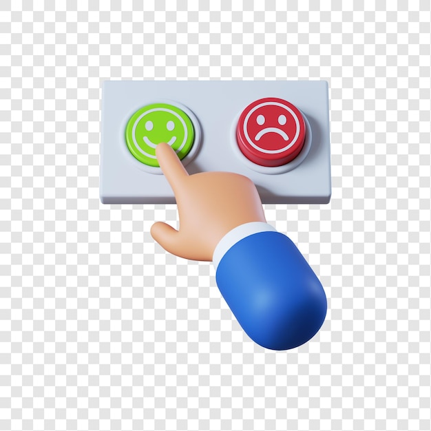 Cartoon businessman hand pressing green button