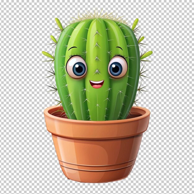 PSD cartoon cactus in a pot