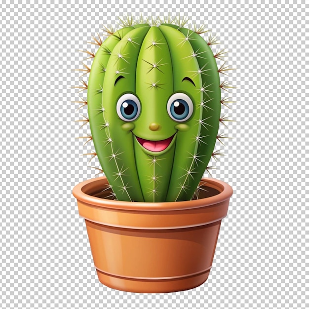 PSD cartoon cactus in a pot