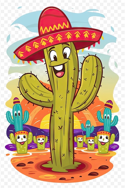 a cartoon of cactus with cactus and cactus