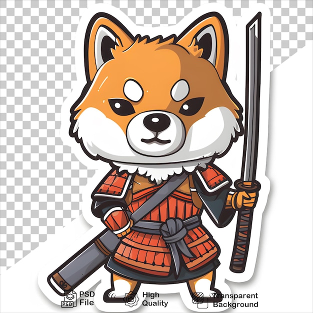 Cartoon Canine Hero with Sword Isolated on Transparent