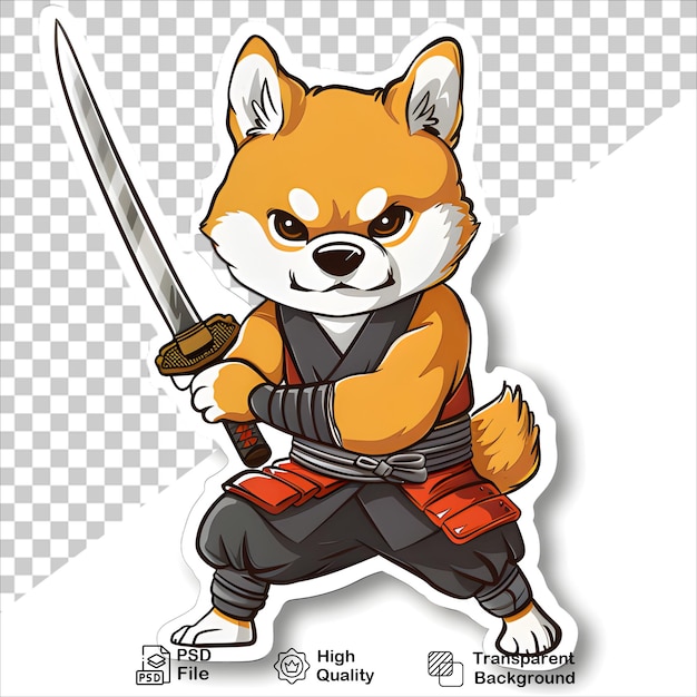 PSD cartoon canine hero with sword isolated on transparent