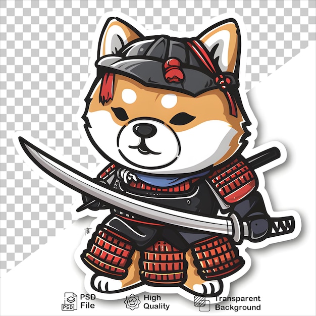 PSD cartoon canine hero with sword isolated on transparent