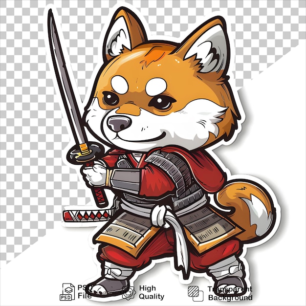 PSD cartoon canine hero with sword isolated on transparent