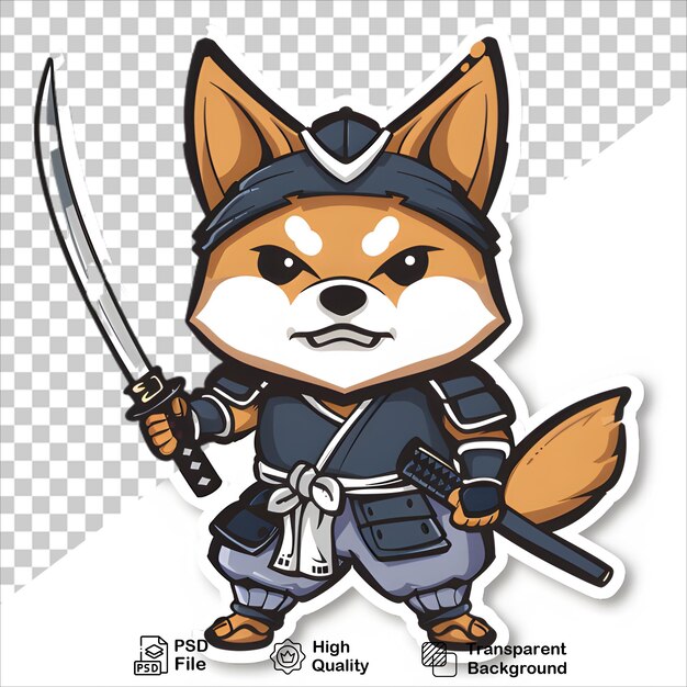 PSD cartoon canine hero with sword isolated on transparent