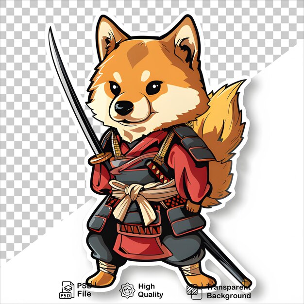 Cartoon Canine Hero with Sword Isolated on Transparent