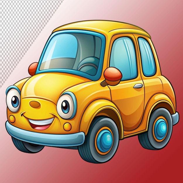 PSD cartoon car isolated on transparent background