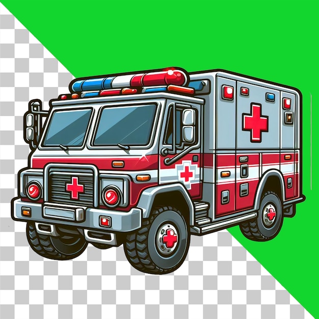 PSD cartoon cartoon style hospital car with transparent background