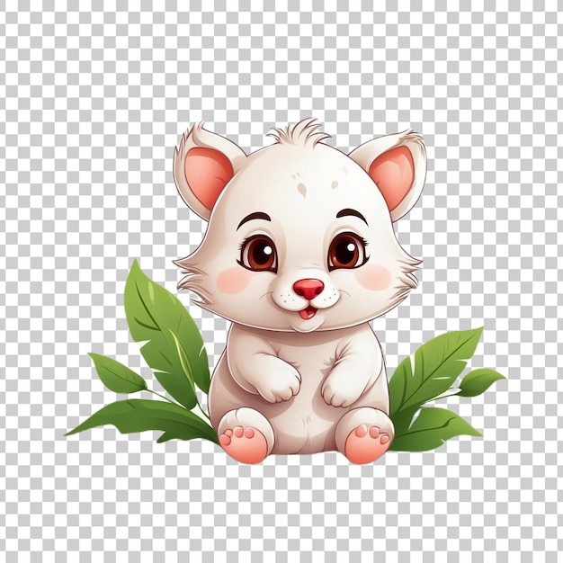 PSD a cartoon cat with big eyes sits on a transparent background