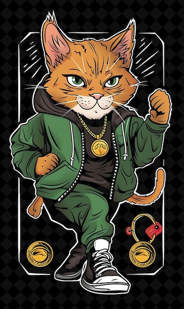 PSD a cartoon of a cat with a gold medal on its chest