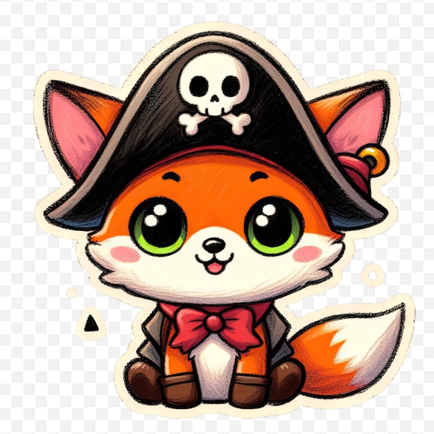 PSD a cartoon cat with a pirate hat and a pirate hat