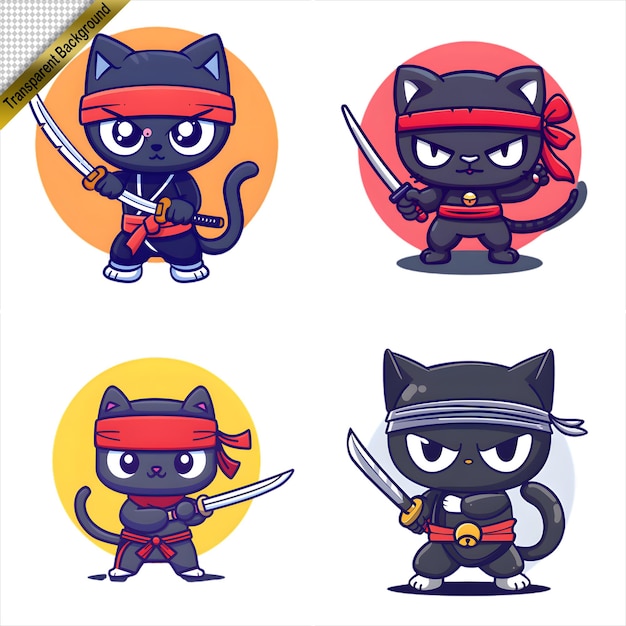 PSD a cartoon cat with a sword and a sword