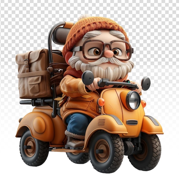 cartoon character delivering packages by motorbike 3d illustration design