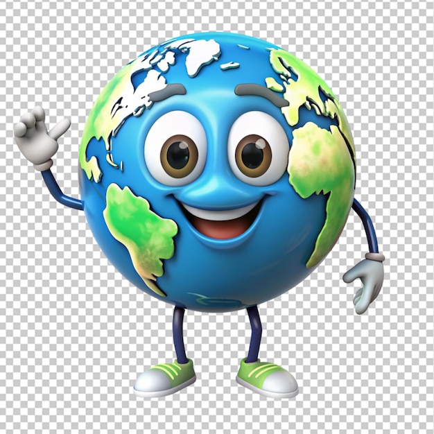 cartoon character earth on transparent background