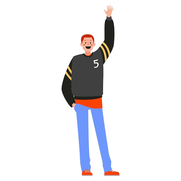 PSD cartoon character waving  illustration