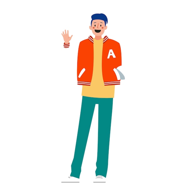 Cartoon character waving  illustration