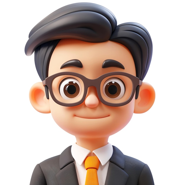 a cartoon character wearing glasses and a suit