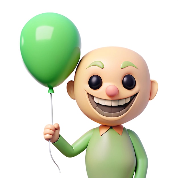 a cartoon character with a green balloon and a green balloon