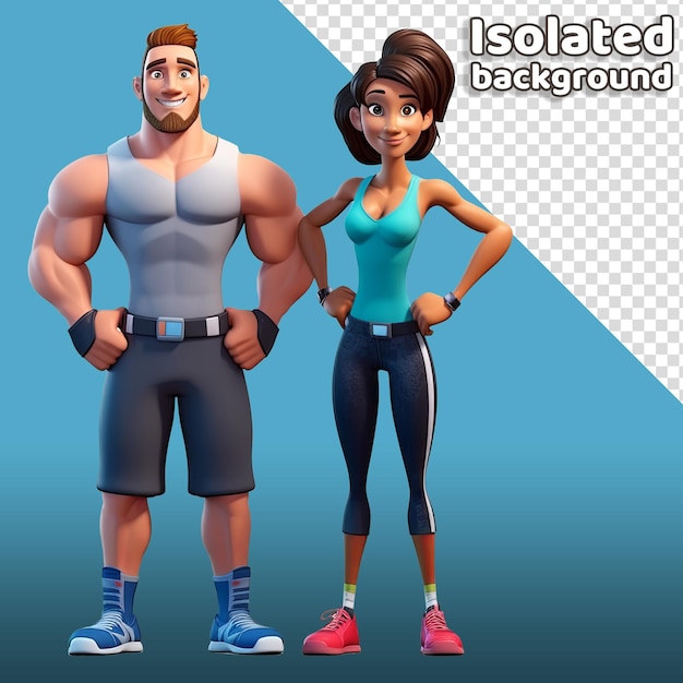 A cartoon character with a man and a woman standing next to each other