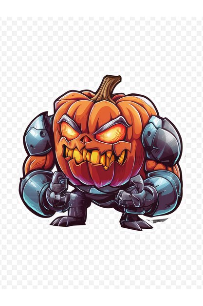 a cartoon character with a pumpkin on his chest