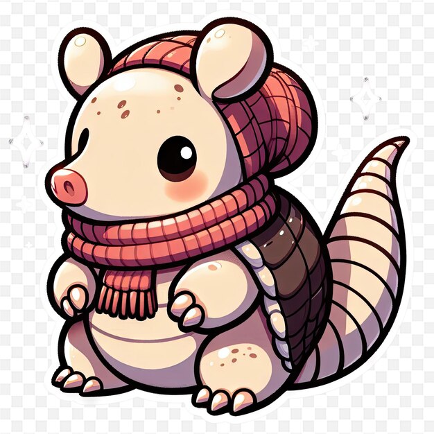 a cartoon character with a scarf and a mouse