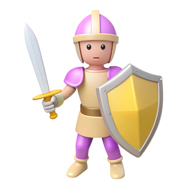 a cartoon character with a sword and shield