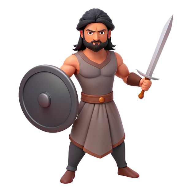 PSD a cartoon character with a sword and shield