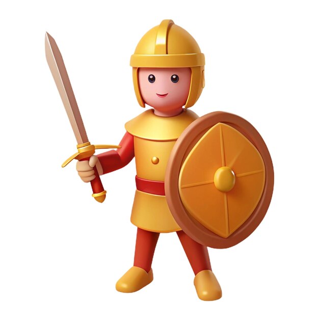 a cartoon character with a yellow helmet and a sword