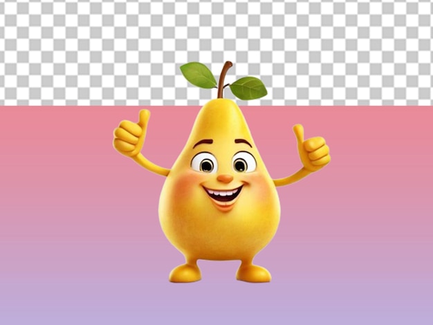 cartoon character of yellow pear with thumb up