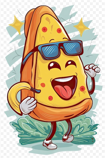 PSD a cartoon of a cheese with a banana on his head