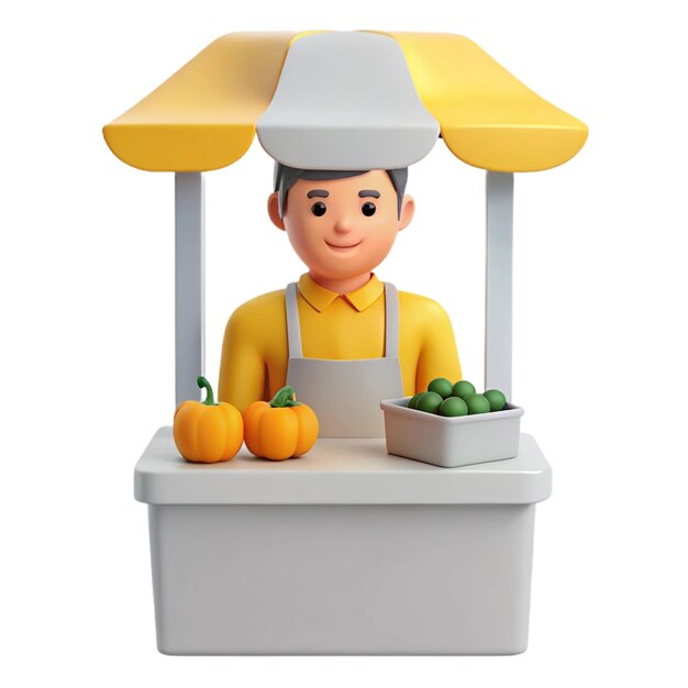 PSD a cartoon of a chef with a yellow shirt on it