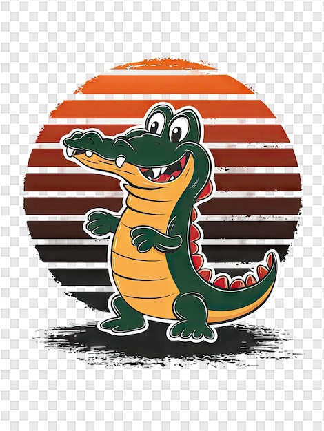 a cartoon of a crocodile with an orange background