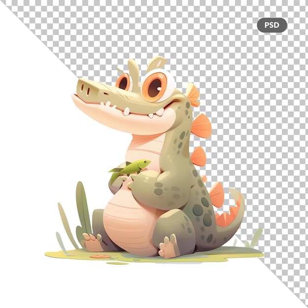 A cartoon of a crocodile with a picture of a crocodile on it.