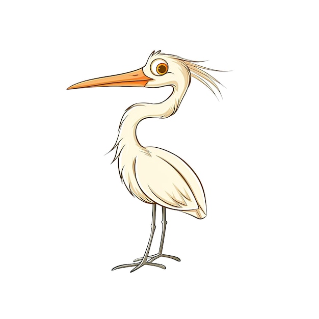 PSD a cartoon cute heron cartoon illustration