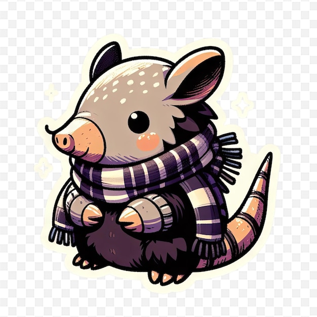 a cartoon of a cute little animal with a scarf