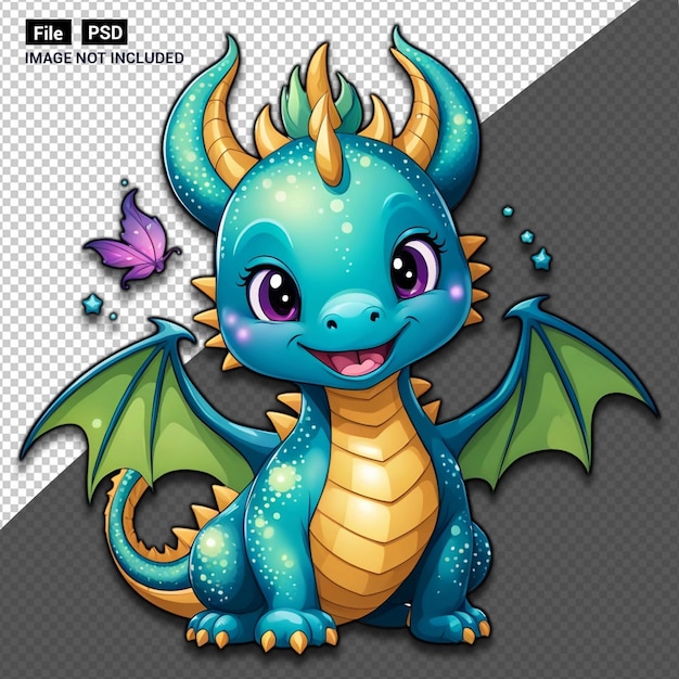 Cartoon cute little dragon cub