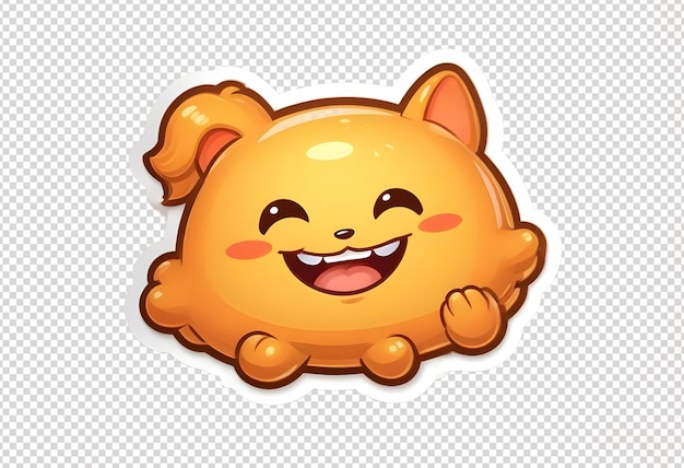 PSD a cartoon of a cute yellow cat with big eyes and big eyes sticker ai generated