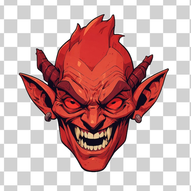 PSD a cartoon of a devil with a red head and horns