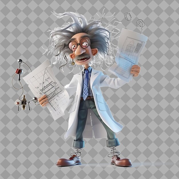 PSD a cartoon of a doctor with a clipboard and papers in his hands