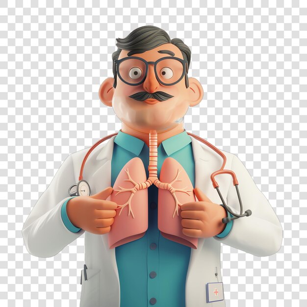 PSD a cartoon of a doctor with a stethoscope around his neck