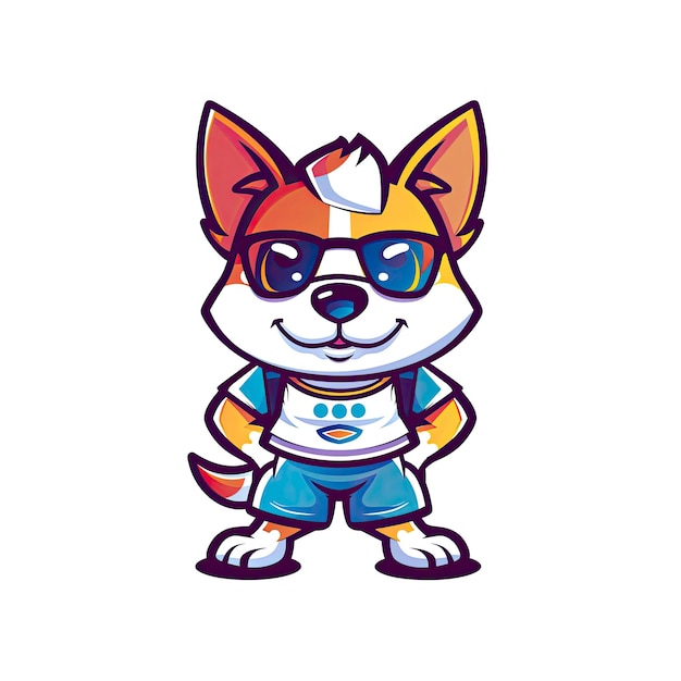 PSD cartoon dog in shades shirt cap