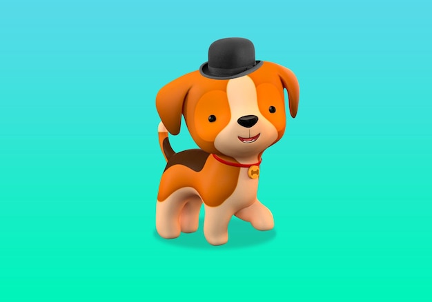 A cartoon dog wearing a top hat.