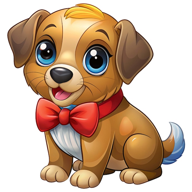 PSD a cartoon dog with a bow tie and a bow tie