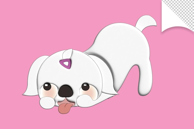 PSD a cartoon dog with a pink background and the word love on the front.