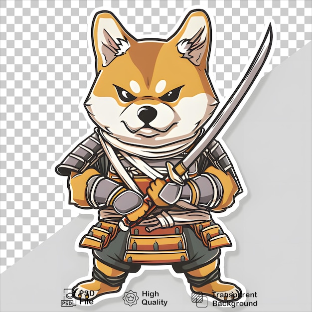 a cartoon dog with a sword and a wolf on it