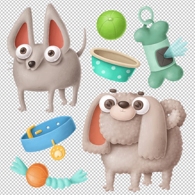 Cartoon dogs clipart set