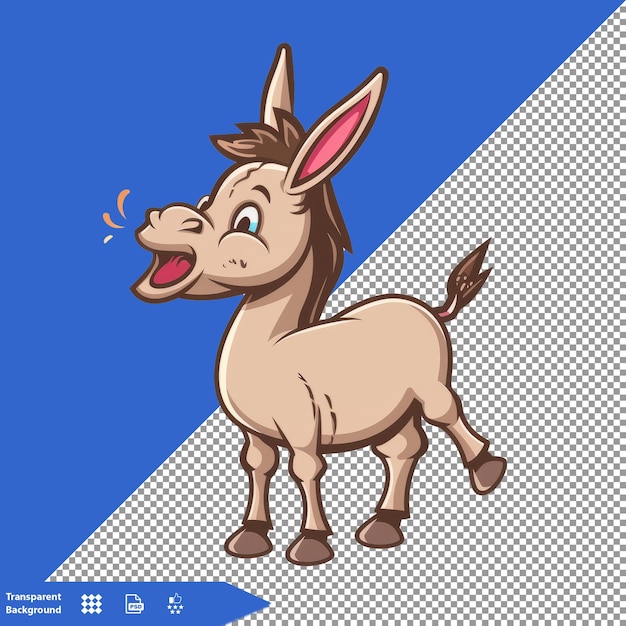 a cartoon of a donkey with a blue background with a picture of a donkey on it