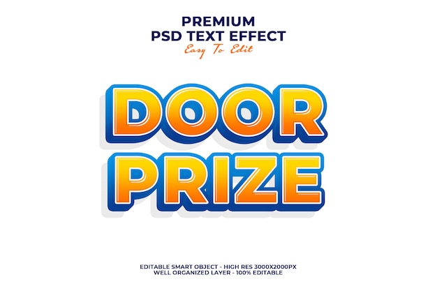 Cartoon Door Prize Text Effect Premium Psd